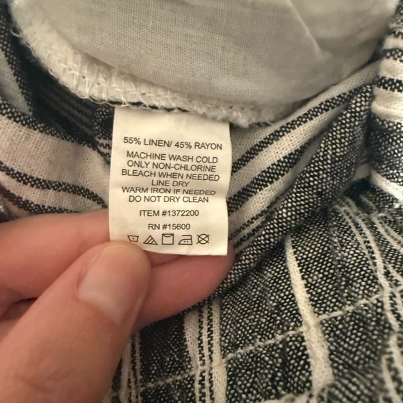 NWT Briggs Linen Blend Wide Leg Grey White Stripe Pull On Pants Women's Size XL - Picture 6 of 10